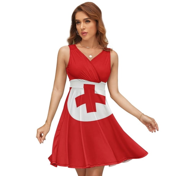 Red First Aid Logo Simple Medical Sundress Sleeveless Dress Summer Women Clothes Dress for Women Dresses