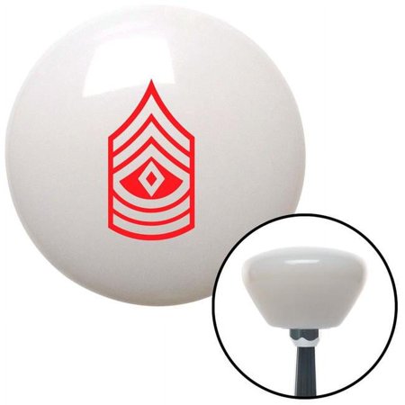 Red First Sergeant White Retro Shift Knob with M16 x 1.5 Insert Shifter Auto Manual Brody