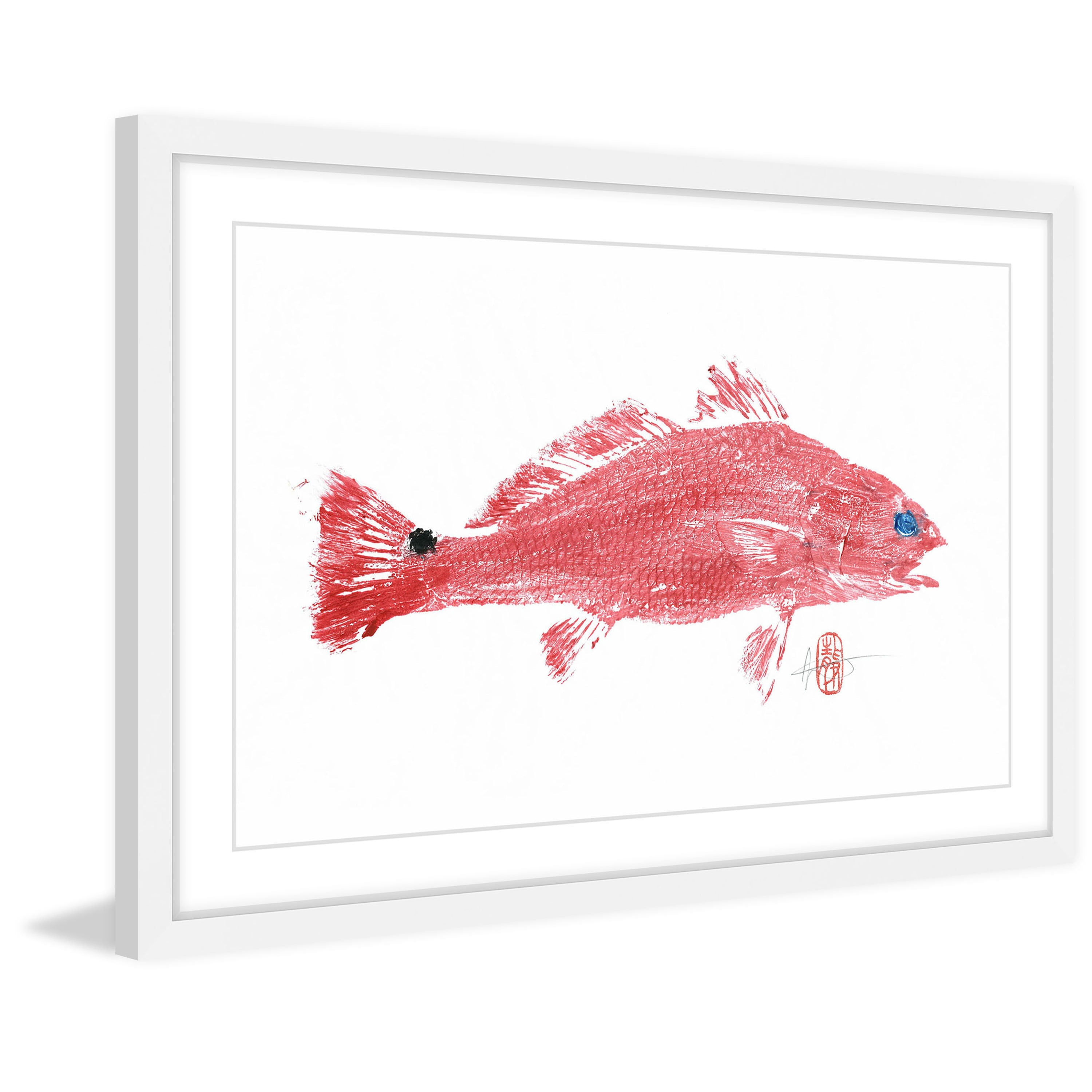 "Red Fish" Framed Painting Print