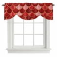 thumbnail image 1 of Red Fish Scale Tie Up Valance Curtains for Windows, Kitchen Curtains Window Treatments, Modern Geometric Ombre Abstract Moroccan Short Window Shades Valances for Bedroom Bathroom Cafe 42"x18", 1 of 8