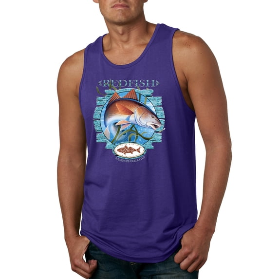 Red Fish Sciaenops Ocellatus Mens Graphic Tank Top, Purple, Small