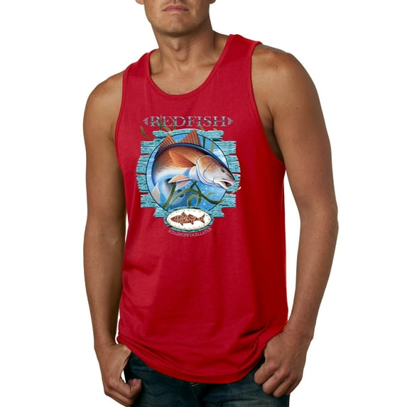 Red Fish Sciaenops Ocellatus Mens Graphic Tank Top, Red, Small