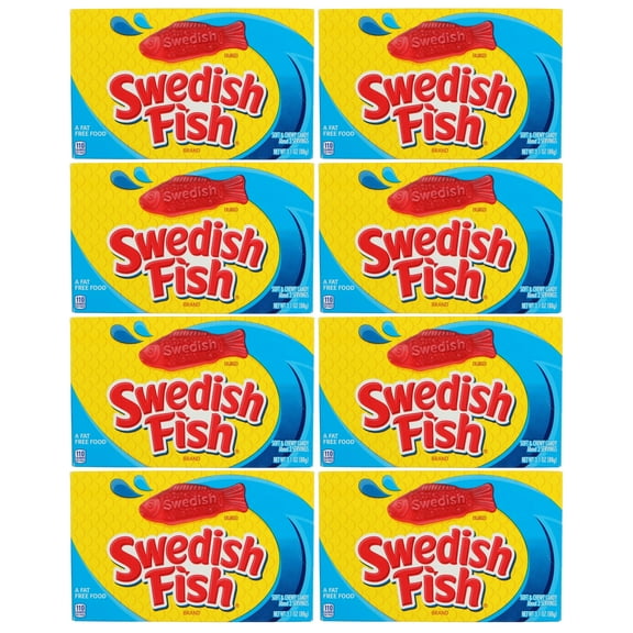 Red Fish Soft & Chewy Candy 3.1 oz Theater Box Gummy for Birthday Holiday Christmas Stocking Stuffers Party Favor Sweet Treats Goodie Bowl Basket Fillers Movie Night Snacking Gift Supplies - Pack of 8