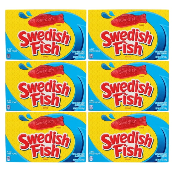 Red Fish Soft & Chewy Candy 3.1 oz Theater Box Gummy for Birthday Holiday Christmas Stocking Stuffers Party Favor Sweet Treats Goodie Bowl Basket Fillers Movie Night Snacking Gift Supplies - Pack of 6