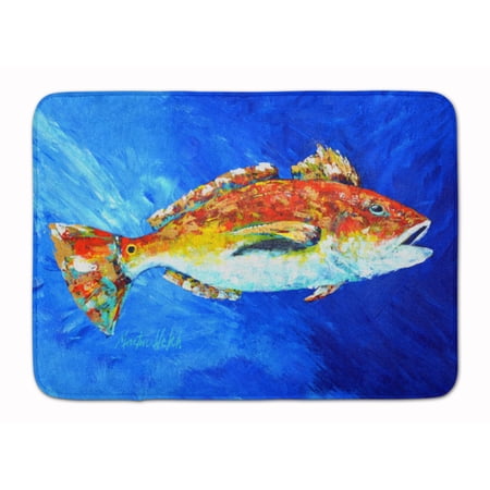 Red Fish White Spin Machine Washable Memory Foam Mat