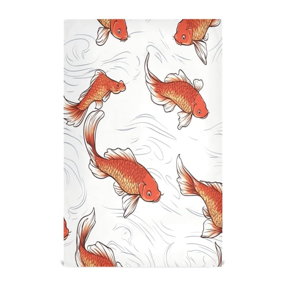 Red Fish on White Decorative Waffle Towel Kitchen Dishcloth 28x18in Multi-Use Tea Towel