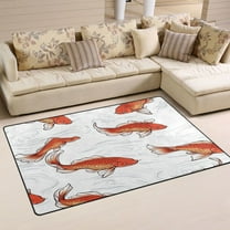 Red Fish on White Soft Polyester Area Rug 31''x20'', Non Slip, Memory Foam, Water Absorbent