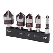 Red Five-Piece Chamfering Tool Set, High Carbon Steel Deburring Tools for Metalworking