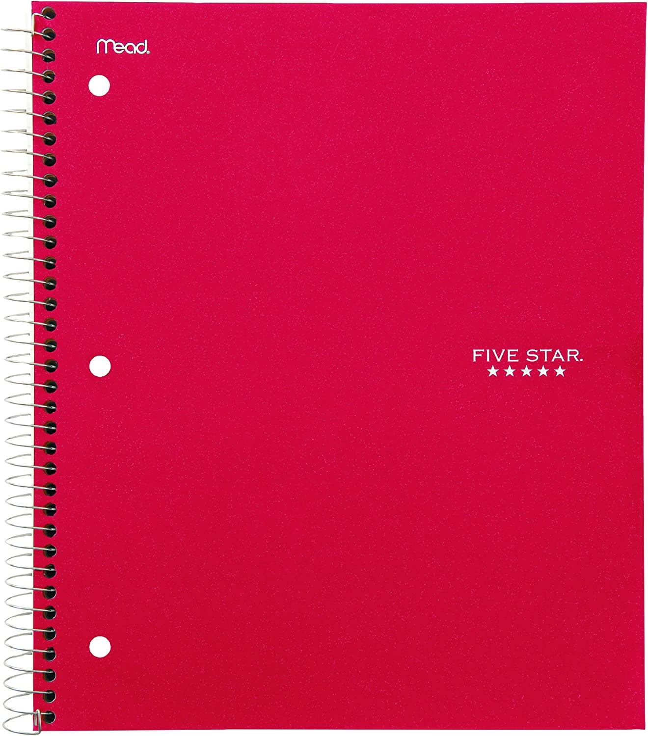 Red Five Star 3-Subject Wirebound Notebook, 11" x 8 1/2", 150 Sheets College Ruled