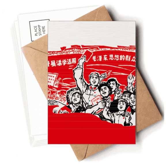 Red Flag Hat Mao Ze Anthology Postcards Envelopes Blank Note Cards Mailing