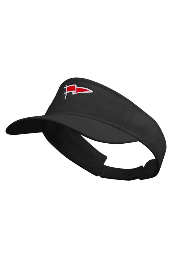 Red Flag Logo Embroidered Prostyle Cotton Twill Washed Visor - Black OSFM