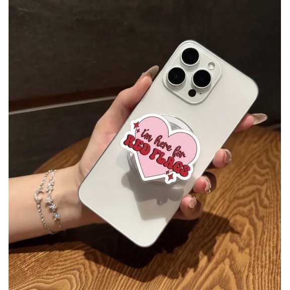 Red Flags Magnetic Phone Grip  Quote Heart, Aesthetic Accessory