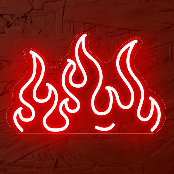 Red Flame Neon Sign LED Wall Light for Game Room Bar Party Club Dimmable
