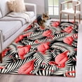thumbnail image 1 of Red Flamingo Area Rugs 2.7'x5', Washable Small Throw Rugs for Kitchen Bedroom, Summer Tropical Plants Leaves Botanical Black Indoor Outdoor Rug Non-Slip Low Pile Carpet Runner Reversible Floor Mats, 1 of 8