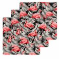 thumbnail image 1 of Red Flamingo Kitchen Dish Towels for Drying Dishes Set of 3, Summer Tropical Plants Leaves Botanical Black Waffle Weave Microfiber Hand Tea Bathroom Towels Quick Dry & Absorbent Towel 12x12, 1 of 7