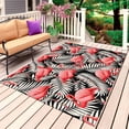 thumbnail image 1 of Red Flamingo Outdoor Rug 5x7 Ft, Non Slip Washable Area Rug, Summer Tropical Plants Leaves Botanical Black Patio Rugs Carpet Runner, Large Floor Mat for Indoor/Outdoor Deck Porch Camping, 1 of 8