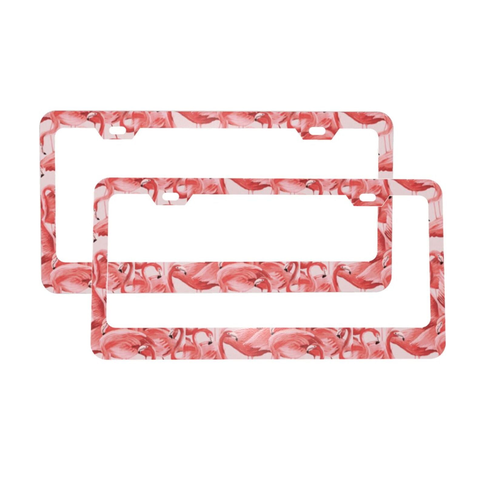 Red Flamingo Watercolor Painting License Plate Frames 2 Pack Universal Aluminum License Plate