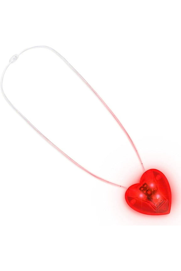 Red Flashing LED Light Up Heart Necklace