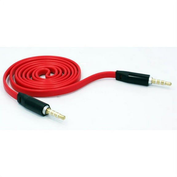 Red Flat Aux Cable Car Stereo Wire Compatible With iPod Touch 5 4th Gen 3rd Gen 2nd Gen 1st Gen Nano 7th Gen 5th Gen, iPad Pro 9.7 12.9, Mini 4 3 2, Air 2