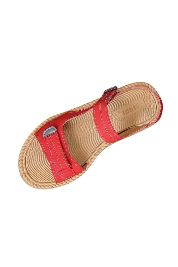 Red Flat Sandals For Women Round Toe Casual Summer Shoes Outdoor Indoor Slide Slip On Minimalist Simple Lightweight Slippers Size 41