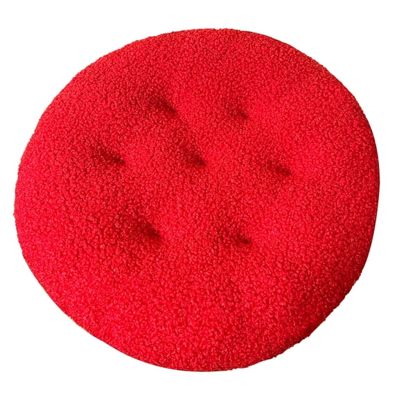 Red Fleece Seat Cushion, Round Chair Cushions Seat Cushion Stool Plush Seat Winter Warm Chair Covering for Dining Room Chair Floor Pillow Cushions
