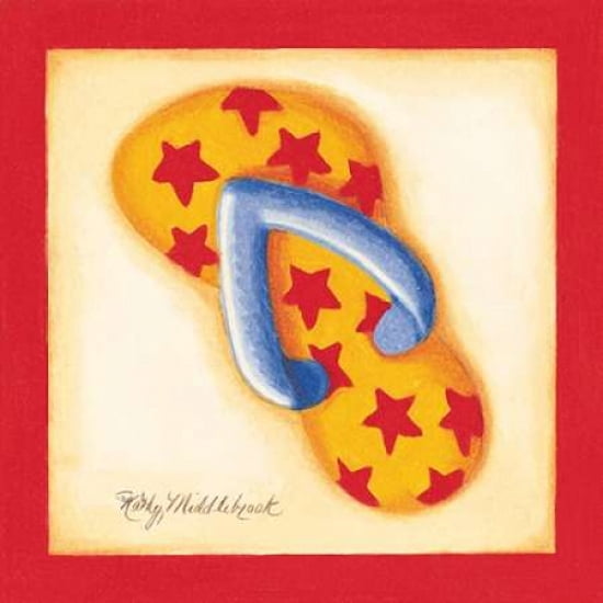 Red Flip Flop I Canvas Art - Kathy Middlebrook (24 x 24)