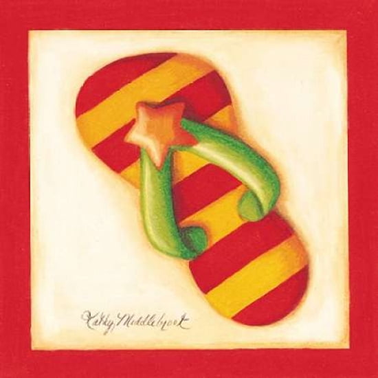Red Flip Flop II Canvas Art - Kathy Middlebrook (24 x 24)