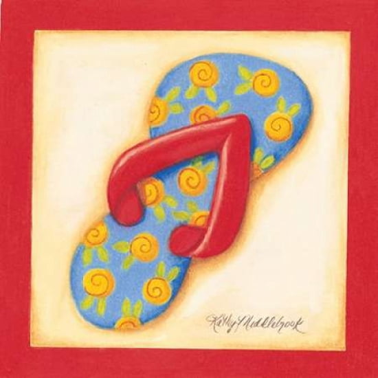 Red Flip Flop IV Canvas Art - Kathy Middlebrook (24 x 24)