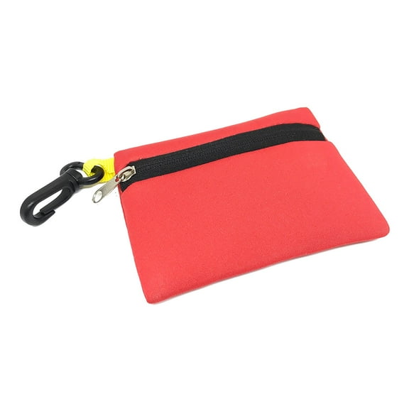 Red Floating Neoprene Wallet with Zipper & Hook