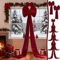 thumbnail image 1 of Red Flocked Decorative Christmas Bow, 31",Extra Large Burgundy Velvet Bow for Christmas Tree Decorations, Holiday Decorative Hanging Ornament with for Home, Mantel & Garland, 1 of 8