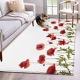 thumbnail image 1 of Red Floral Area Rugs 3x5 ft Pastoral Concubine Flowers Green Leaf Country Washable Rug Non Slip Indoor Carpet Absorbent Floor Mat for Living Room Bedroom Dining Room, 1 of 9
