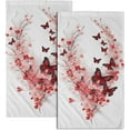 thumbnail image 1 of Red Floral Butterfly Hand Towel - Butterflies Kitchen Towel Set of 2 Spring Summer Wild Flowers Dish Towel Set for Bathroom Hotel Gym and Spa, 1 of 16