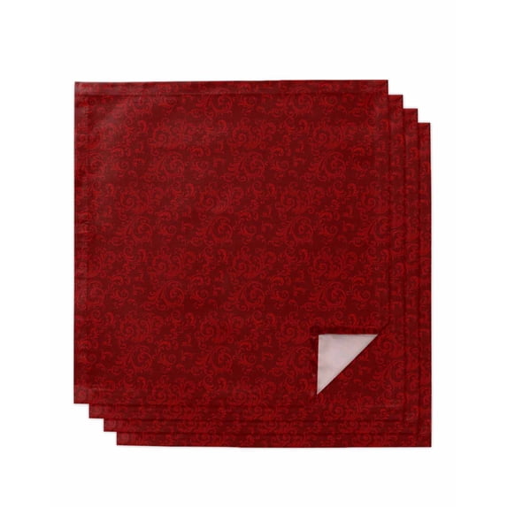 Red Floral Cloth Napkins Set of 4 Reusable Dinner Napkins, Country Farmhouse Abstract Flowers Pattern Cocktail Napkin Washable Table Napkins for Wedding/Holiday Party/Baby Shower 20"x20"