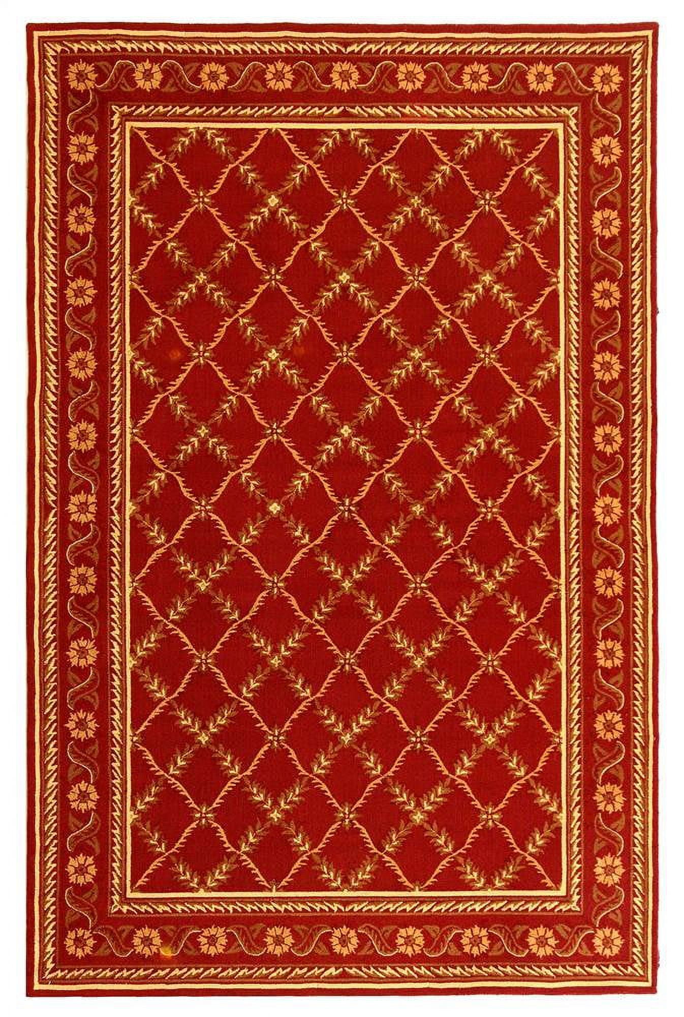 Red Floral Diamond Pattern Wool Rug (8 ft. 6 in.x 11 ft. 6 in.)