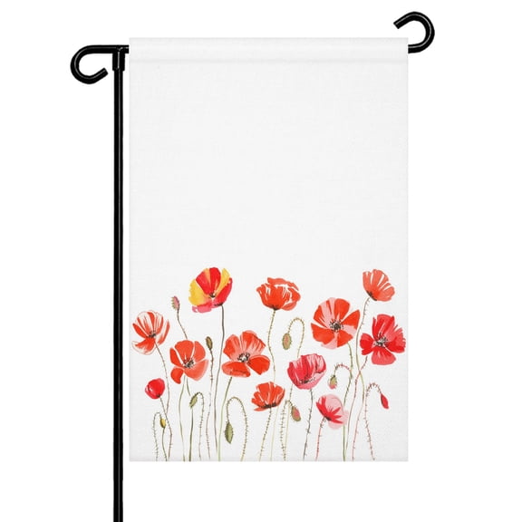 Red Floral Garden Flag 28x40 Inch Vintage Watercolor Autumn Gradient Red Wildflowers Plant Double Sided Small Decorative Garden Flags for Outside, Outdoor Yard Porch Lawn Decoration