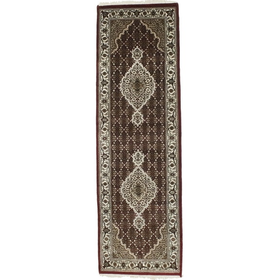 Red Floral Geometric 3X9 Tabriz Fish Mahi Oriental Runner Rug