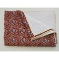 thumbnail image 1 of Red Floral Handmade Kantha Block Print Quilt With Pure Cotton Bedspread, Reversible Indian Bedspread, Natural Colours, 1 of 10