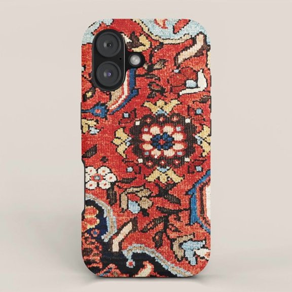 Red Floral Medallion and Scrolling Leaf Tough Case for Apple iPhone, Polycarbonate and TPU