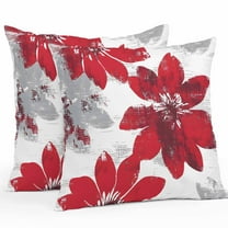 Red Floral Outdoor Pillow Covers Pack of 2 Vintage Flowers Waterproof Throw Pillow Covers Decorative Cushion Cases for Patio Garden Tent Balcony Couch 20x20 inch
