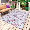 thumbnail image 1 of Red Floral Outdoor Rug for Patio/Deck/Porch, Non-Slip Large Area Rug 3 x 5 Ft, Country Watercolor Spring Flower Indoor Outdoor Rugs Washable Area Rugs, Reversible Camping Rug Carpet Runner, 1 of 8