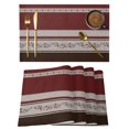 thumbnail image 1 of Red Floral Placemats Set of 8 Modern Farmhouse Leaves Brown Striped Place Mats Indoor Wipeable Table Mats Washable Cloth Dining Table Placemats for Kitchen Holiday Party Home Decor 13x19 Inch, 1 of 9