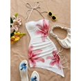 thumbnail image 1 of Red Floral Print Halter Neck Bodycon Dress With Asymmetric Hem And Side Tie, 1 of 8