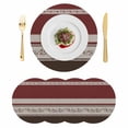 thumbnail image 1 of Red Floral Round 15 Inch Placemats Set of 4, Modern Farmhouse Leaves Brown Striped HeatResistant Non Slip Place Mats for Dining Table, Wipeable Braided Kitchen Table Mats for Housewarming, 1 of 9