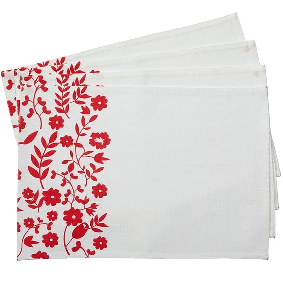 Red Floral Set of 4 Placemats or Runner
