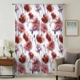 thumbnail image 1 of Red Floral Sheer Curtains 63 Inches Long, Vintage Cornflower Leaves Rustic Plants Light Filering Curtains, Breathable Simi Curtain Privacy Drapes for Living Room Bedroom Lightweight Window Treatment, 1 of 9