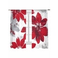 thumbnail image 1 of Red Floral Sheer Curtains 72 inches Long 2 Panels Set Vintage Flowers Sheer Window Curtain Rod Pocket Voile Drapes for Living Room/Bedroom, Each 52" W x 72" L, 1 of 7