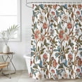 thumbnail image 1 of Red Floral Shower Curtain Set, Waterproof Shower Curtains for Bathroom, Botanical Watercolor Vintage Flower Leaf Washable Fabric Cloth Bath Curtain for Bathtub Decoration with Hooks 60x72 Inches, 1 of 6