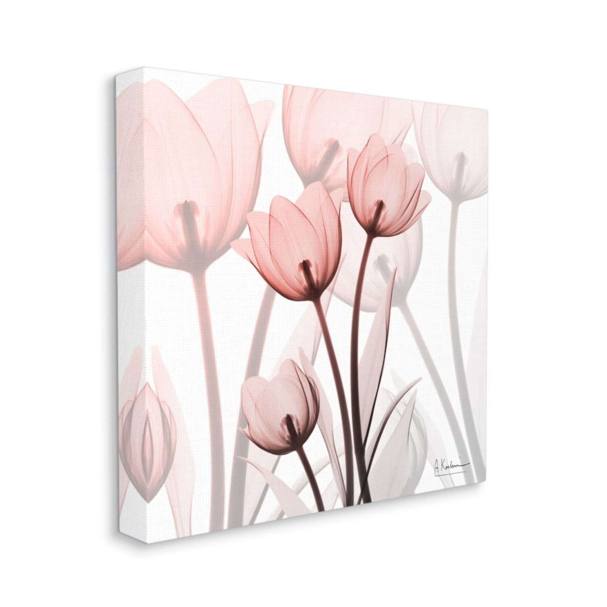 Red Floral Silhouettes Modern Floral Photograph Botanical & Floral Gallery-Wrapped Canvas Print Wall Art, 17x17