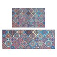 thumbnail image 1 of Red Floral Square Pattern Kitchen Rugs Sets Of 2,Anti Fatigue Kitchen Mat Rugs Non Slip Washable,Decorative Kitchen Floor Mats for Kitchen,Sink,Laundry,17"x30"+17"x47", 1 of 7