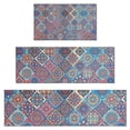 thumbnail image 1 of Red Floral Square Pattern Kitchen Rugs Sets Of 3,Kitchen Runner Rugs Non Skid Washable,Decorative Kitchen Floor Mats for Kitchen,Sink,Laundry,17"x30"+ 17"x47" + 17"x59", 1 of 6